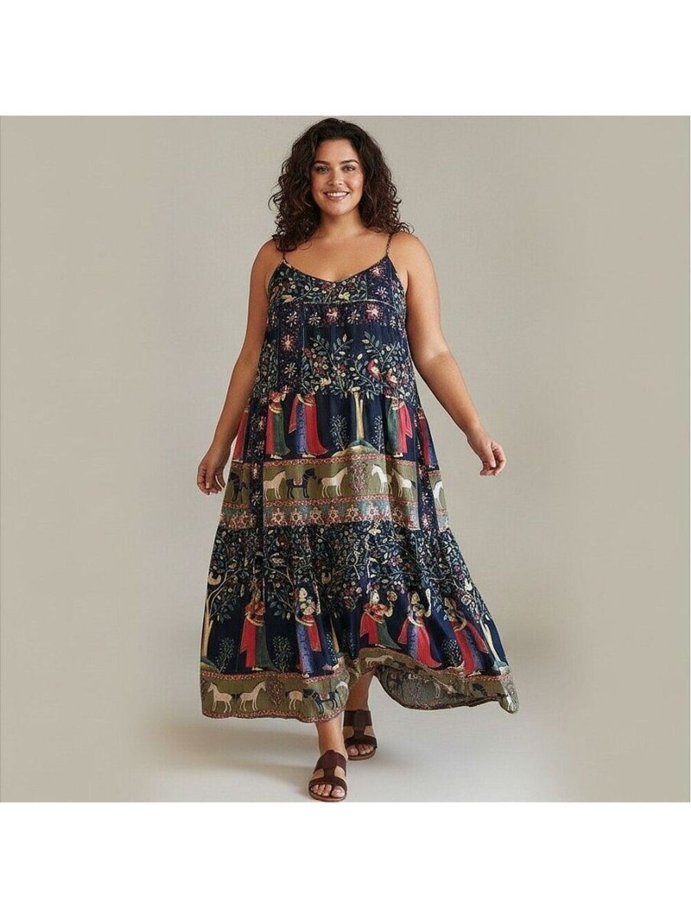 Gracila Bohemian Women's Maxi Dress Plus Size Black Whimsigoth Festival Chic